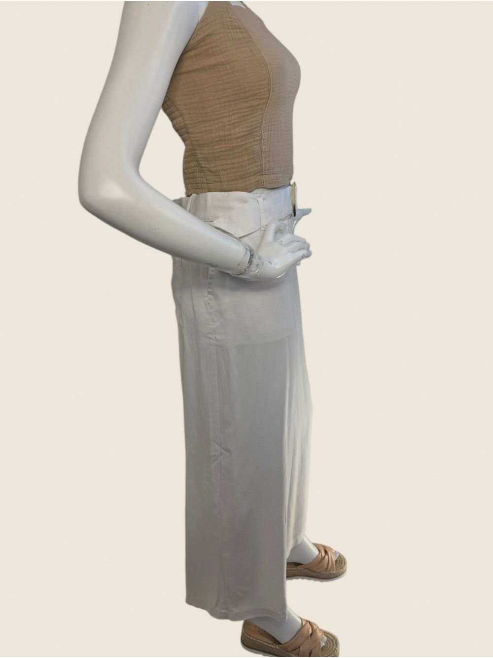 Dex White Wide Leg Belted Tencel Pants NWT Small - Picture 4 of 12